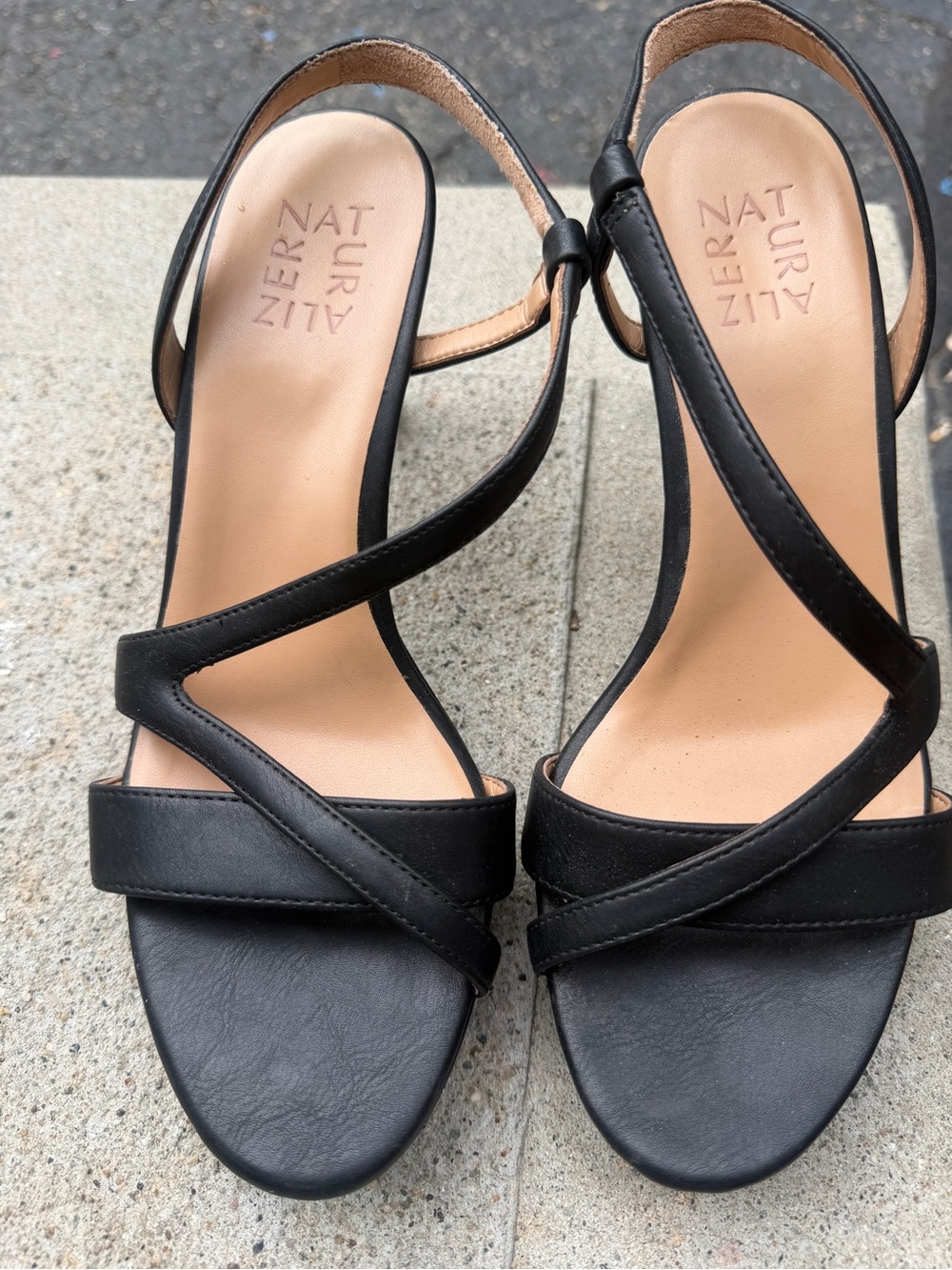 Naturalizer Black Crisscross Slingback Heels